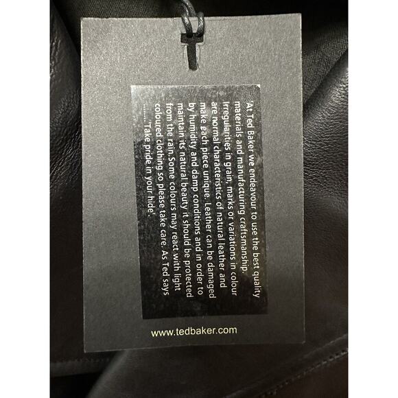 Ted Baker London Mens Ovine Leather CARVE Biker Jacket Black Sz 5 XL $1095 - Picture 14 of 15